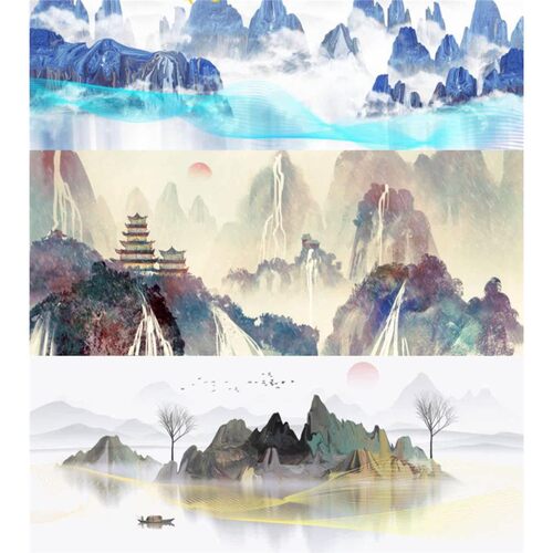 60款水墨背景墙意境中国风山水芯PSD背景墙画风景风景背景墙 - 图2