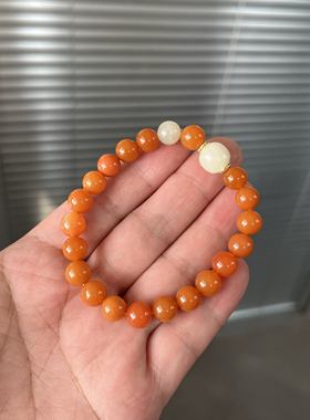 天然缅黄橘红手链女款单圈时尚百搭饰品礼物送女友闺蜜生日礼物