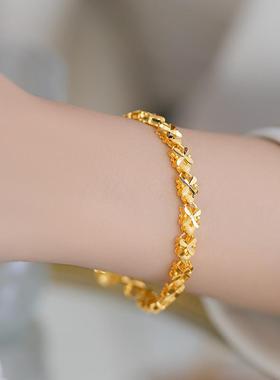 幸运草防真素3D新款首饰黄金手链