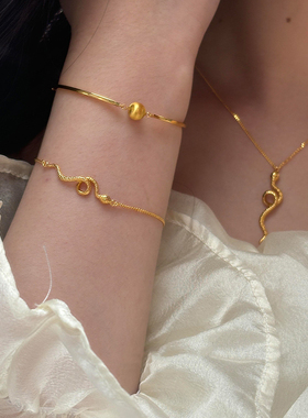 新中式小众设计金色灵蛇手链复古