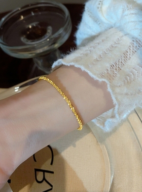 波光粼粼手链女轻奢小众设计感18k金钛钢精致闺蜜手环不掉色素链