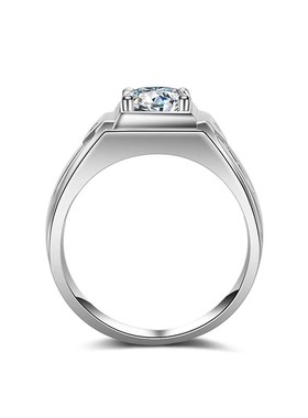 PT950铂金钻戒18K白金戒指男士韩版时尚克拉莫桑钻戒 男戒子