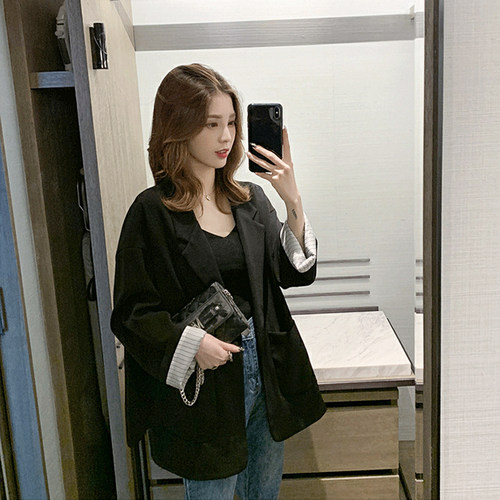 西装外套女2026年新款韩版宽松休闲小个子气质时尚条纹小西服上衣 - 图1