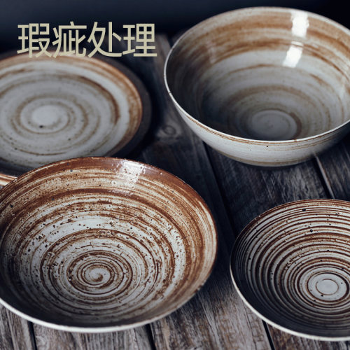 瑕疵品处理景德镇陶瓷餐具日式复古粗陶碗盘尾货清仓酒店餐厅家用 - 图2