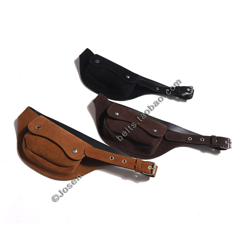 Sports style versatile suede waist bag retro belt for men and women