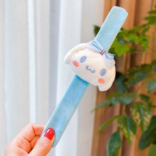 可爱萌物啪啪圈手环女毛绒卡通小兔子玉桂狗公仔儿童头饰手腕装饰