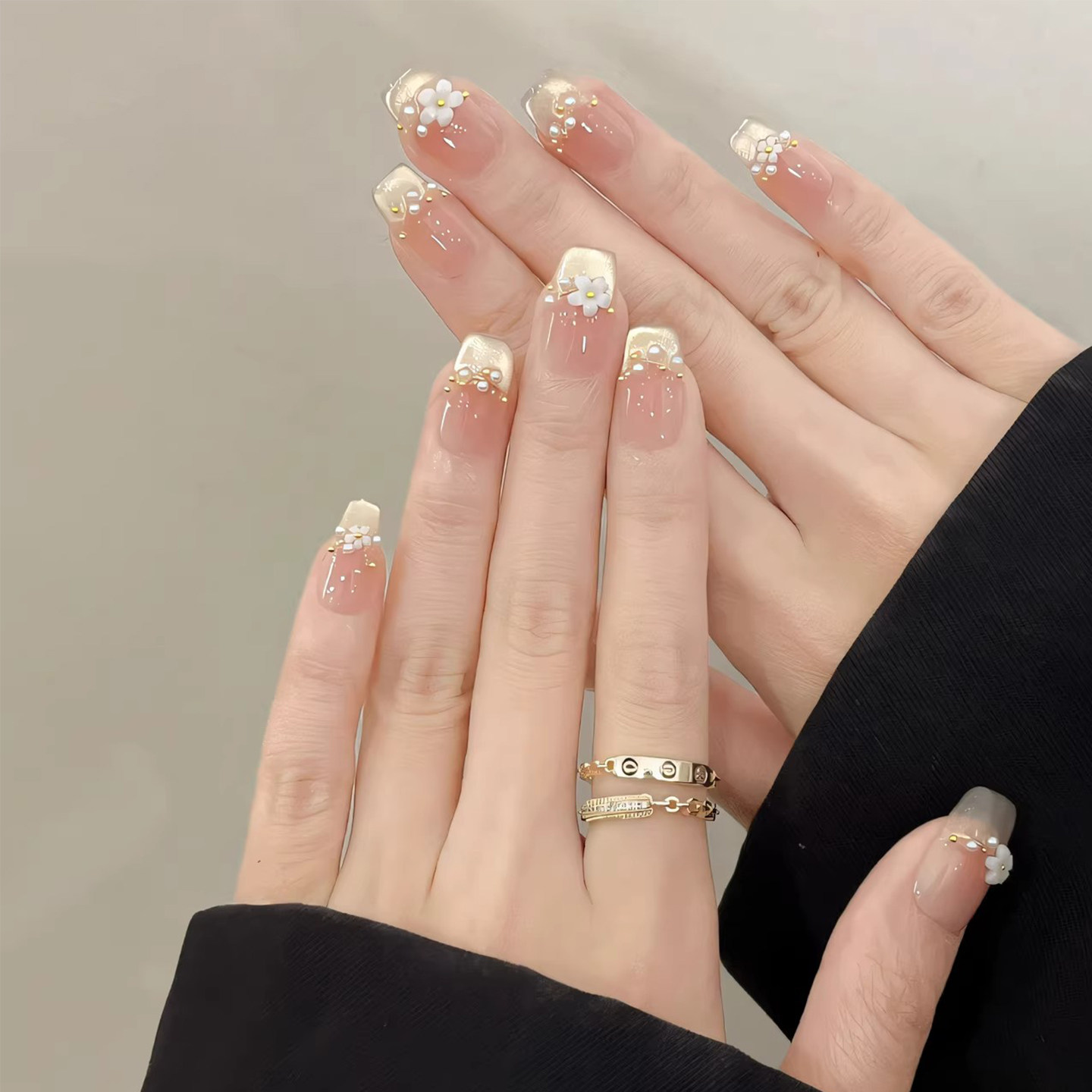 手工穿戴甲法式猫眼高级感腮红显白甜美春日花花美甲学生指甲贴片,淘宝优惠券,粉丝福利购,淘宝优惠卷