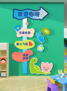 幼儿园环创主题墙画室美术教室布置装饰材料文化墙班级指路牌定制