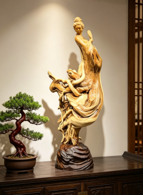 崖柏天然造型根雕美女摆件木雕工艺品客厅办公室摆件开业领导送礼