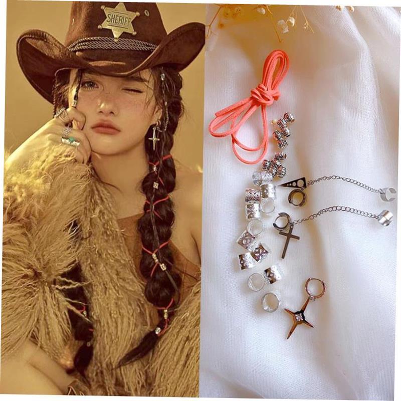 frican Hair Rings Beads Cuffs Tubes Hair Braids Accessories-图1