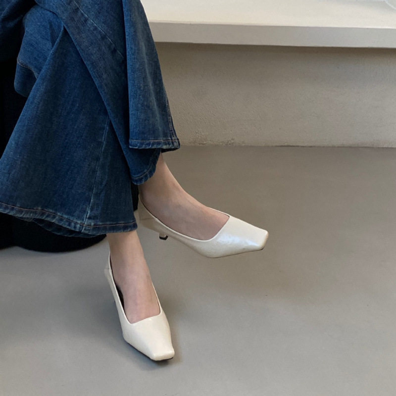 2026早春新款显气质尖头猫跟工作高跟鞋女配裙子浅口晚风细跟单鞋,淘宝优惠券,粉丝福利购,淘宝优惠卷