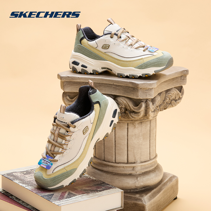 斯凯奇奶茶熊 2025春秋新款老爹鞋女鞋轻便透气厚底鞋休闲运动鞋 - 图2