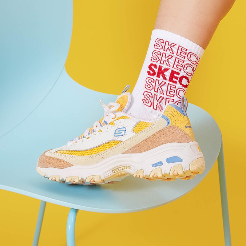 Skechers斯凯奇奶茶熊2024新款彩色冰激凌熊猫鞋老爹鞋运动休闲鞋-图3