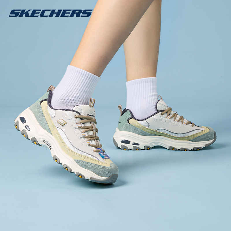 斯凯奇奶茶熊 2025春秋新款老爹鞋女鞋轻便透气厚底鞋休闲运动鞋 - 图3