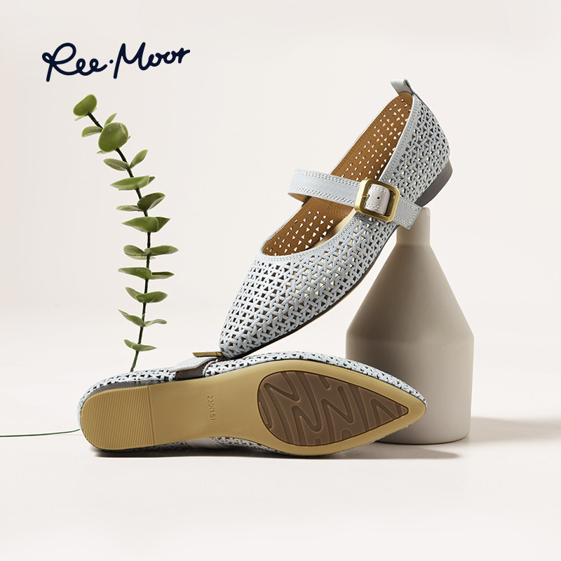 REEMOOR睿慕2026新款浅口优雅镂空透气玛丽珍单鞋女平底鞋凉鞋,淘宝优惠券,粉丝福利购,淘宝优惠卷