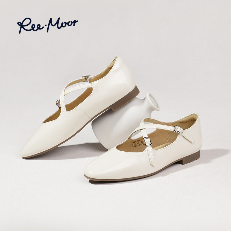 REEMOOR睿慕2026春夏新款法式交叉带玛丽珍浅口单鞋平底鞋女,淘宝优惠券,粉丝福利购,淘宝优惠卷