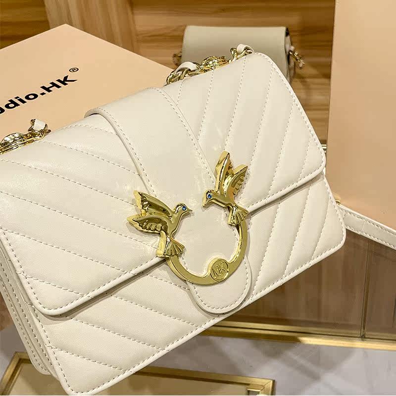 香港小众mk真皮燕子包时尚链条包 quq女士包袋