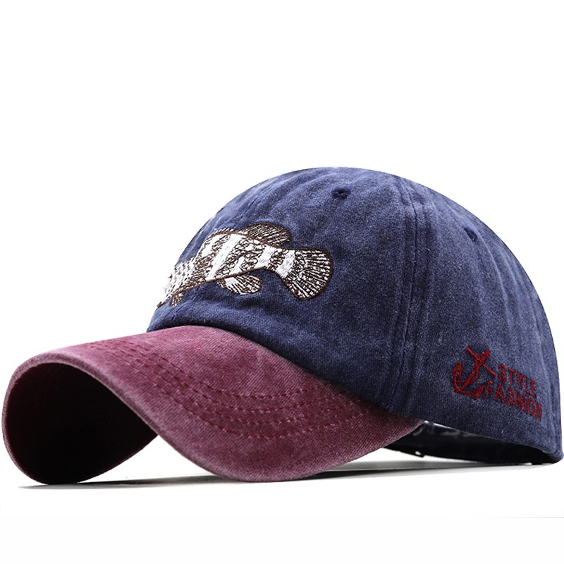 Fish Bone Men's Baseball Cap 男女鱼刺绣鸭舌帽户外遮阳棒球帽 - 图2