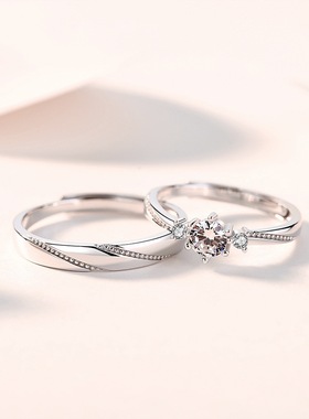 情侣对戒开口调节s925银简约小众