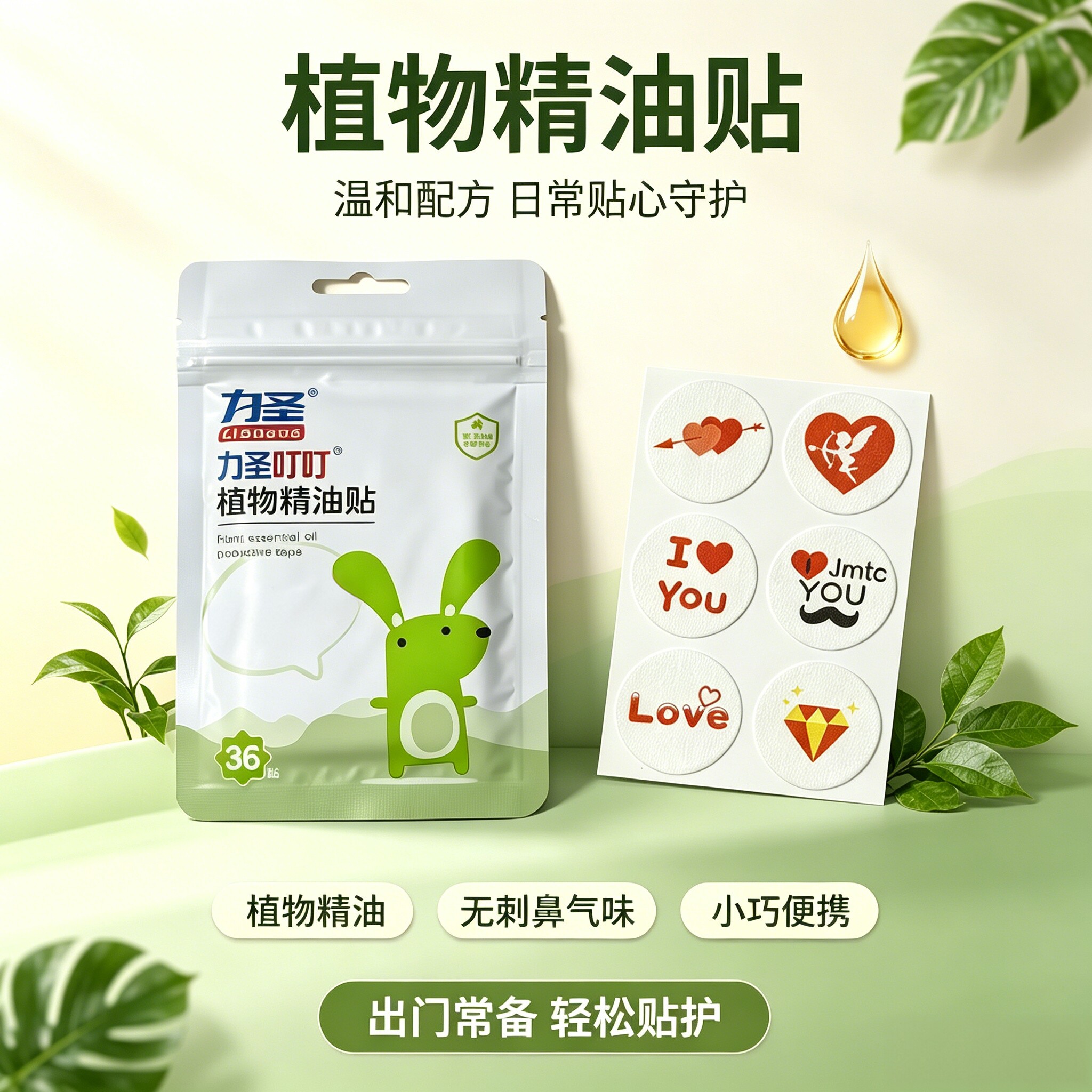 【力圣】植物精油贴户外专用长效防护驱蚊花露水驱蚊液