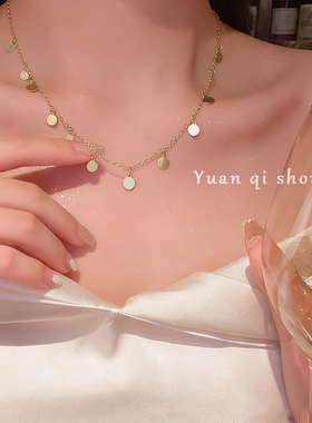 新款配饰品串珠亮片项链女百搭小众气质叠戴锁骨链金色新潮礼物