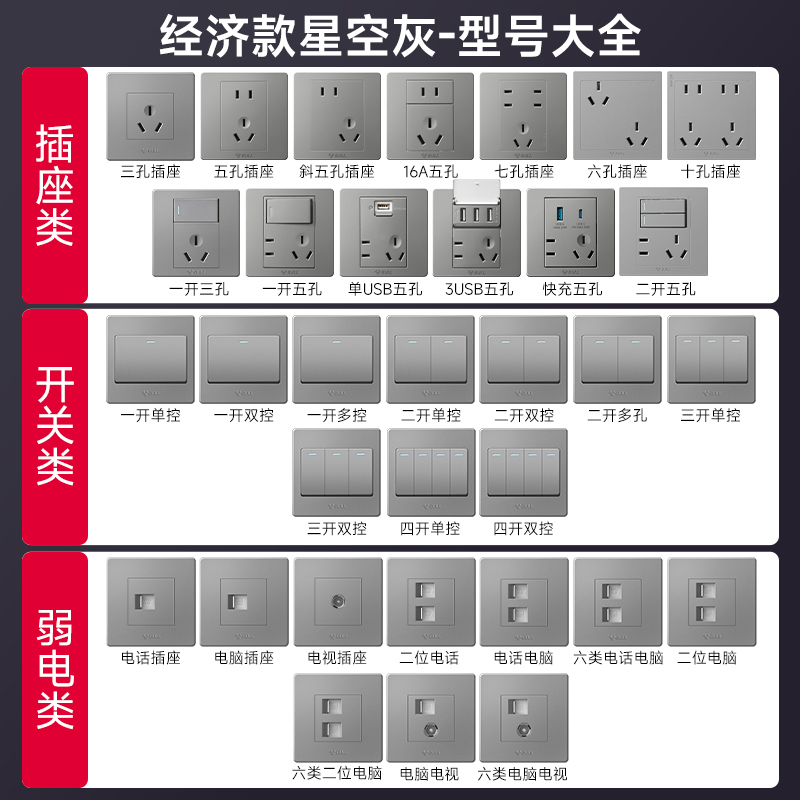 公牛官方旗舰店插座正品开关面板插板多功能十大品牌五孔16a家用 - 图1