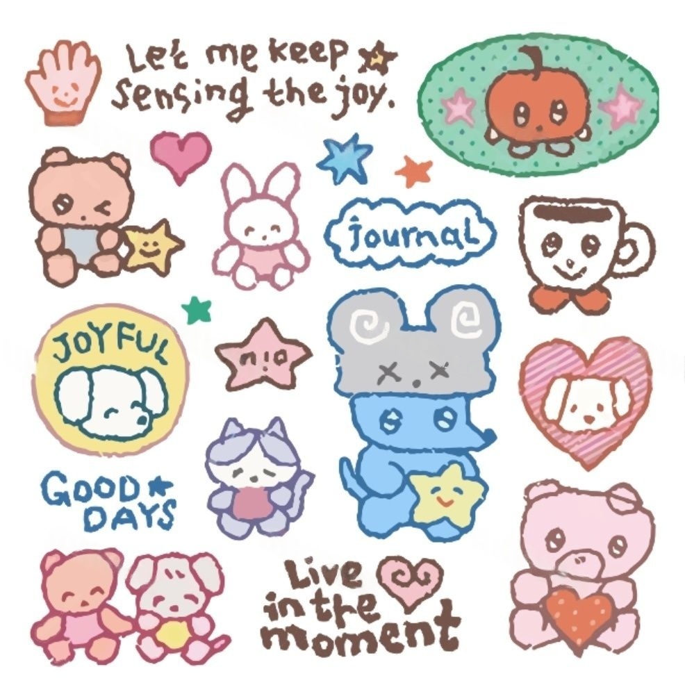 新款nio bium立体转印贴可爱涂鸦ins卡通diy手机平板电脑耳机贴画 - 图3