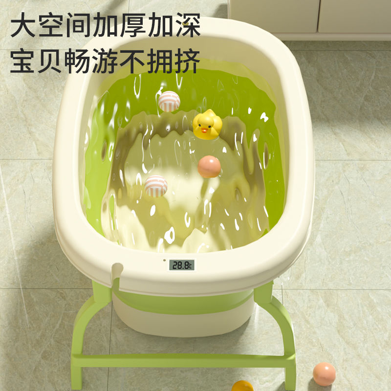 婴儿折叠洗澡盆儿童洗澡桶宝宝沐浴家用大号小孩新生儿全身游泳桶-图3