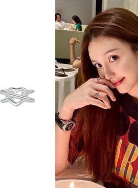 小众周雨彤同款abyb kvk心动荡漾戒指女银色爱心开口戒甜美可爱指
