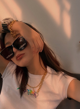 LOST GENERAL 金银圆环叠戴项链金属环扣锁骨链手链