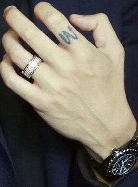 男女合金潮流奢彩钻戒指同款