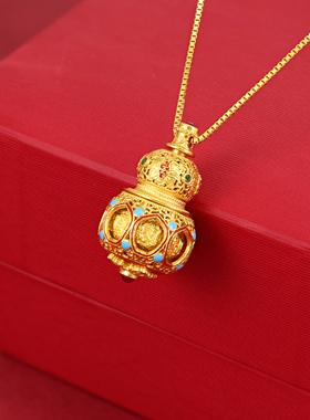 925纯银如意葫芦镂空吊坠项链