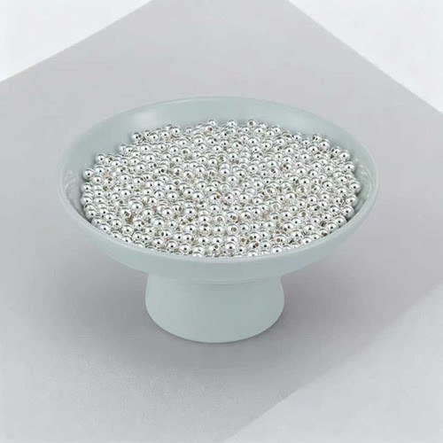 S999足银珠子按克散珠光珠纯银配件DIY手链编绳小圆珠银珠 - 图2