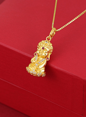 新中式925纯银佛像锁骨链吊坠