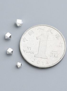 S925纯银切面银隔珠 清迈银珠DIY串珠编绳 手工银饰散珠配件