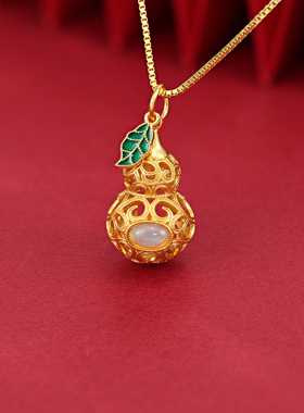 925纯银福禄葫芦精雕镂空项链