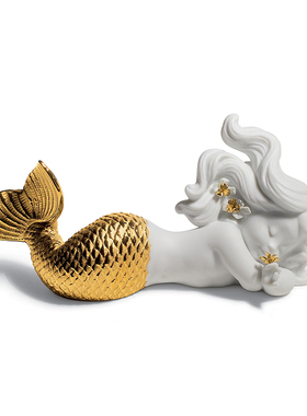 LLADRO 雅致西班牙进口Sea Mermaid Figurine美人鱼摆件装饰品