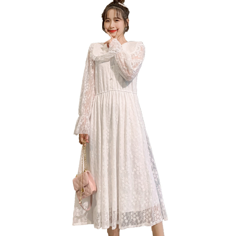 孕妇长款2020夏天新款宽松连衣裙 凝唇连衣裙