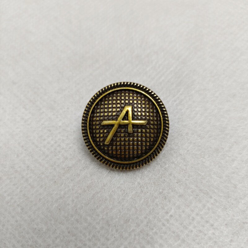 复古小香英伦风古金色扣子格纹字母A 金属纽扣毛衣针织西装大衣扣 - 图3