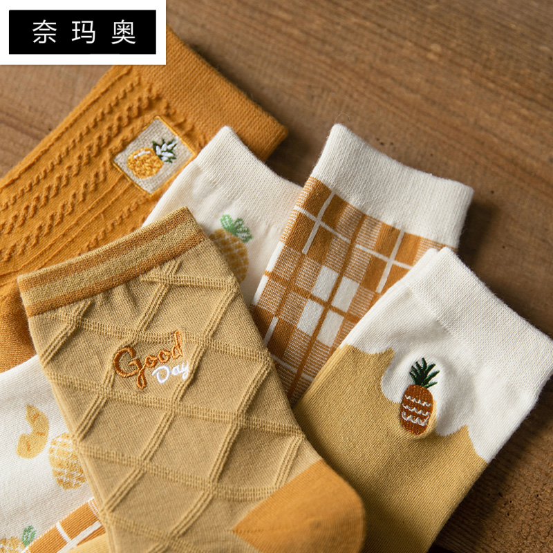 新款春秋ins潮四季款田园中筒袜 奈玛奥短袜/打底袜/丝袜/美腿袜