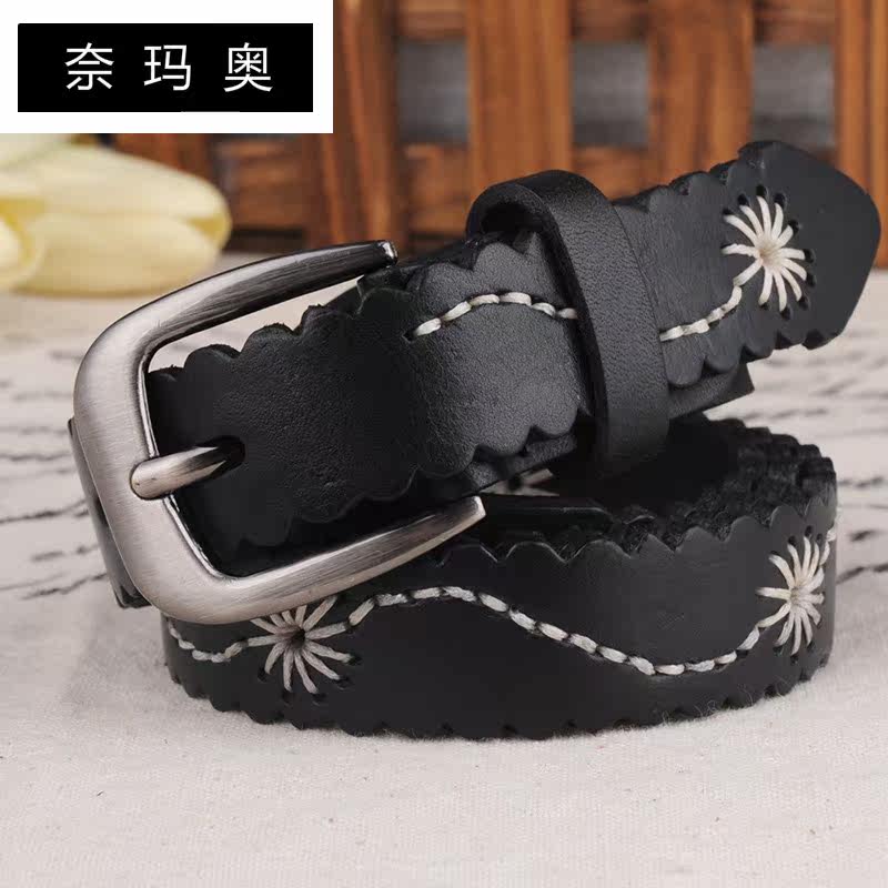 奈玛奥手工缝线女韩版头层牛皮皮带 奈玛奥腰带/皮带/腰链