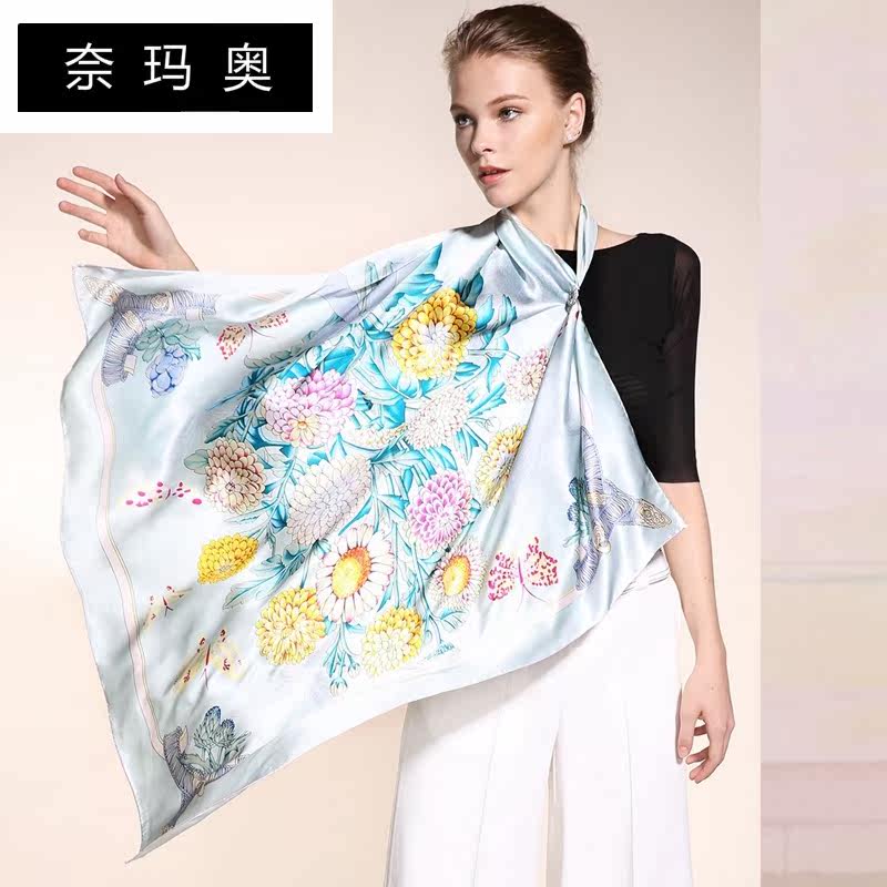 奈玛奥春季两用高丝印花舒适大方巾 奈玛奥围巾/丝巾/披肩