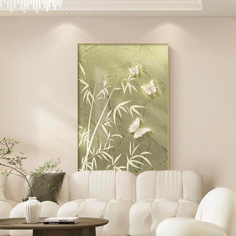 奶油风客厅装饰画竹子沙发背景墙挂画新中式入户玄关壁画竹报平安,淘宝优惠券,粉丝福利购,淘宝优惠卷