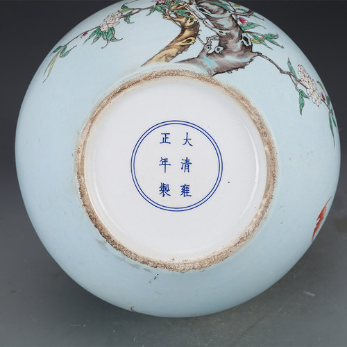 花瓶清雍正瓷器粉彩九桃天球瓶仿古瓷器古董古玩老货收藏陶瓷花瓶_虎窝淘