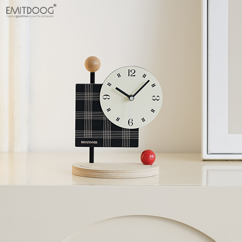 EMITDOOG创意桌面摆件入户玄关摆台式时钟客厅装饰钟表电视柜饰品,淘宝优惠券,粉丝福利购,淘宝优惠卷