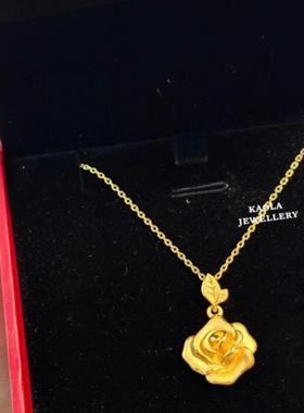 调大幅18K金浪漫复古玫瑰花项链