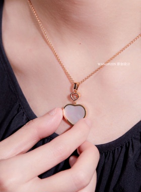 18K金白贝母礼物小红心红玉髓