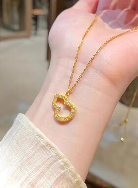 新品18K金黄金葫芦项链
