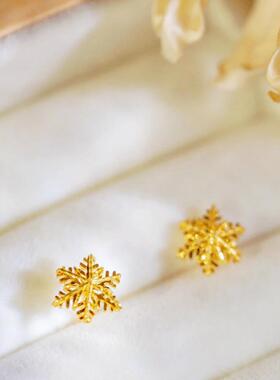 调太幅雪花耳钉女新品18K金爆