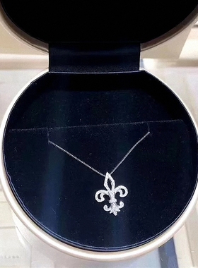 新款鸢尾花项链纯银镀18K黄金 女轻奢小众燕尾花锁骨链钻石吊坠潮